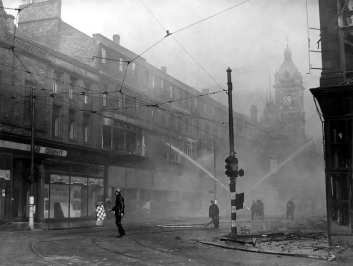 Framed Print : World War Two - Second World War - The ruins after a German air raid on a North East of Framed Print : World War Two - Second World War - The ruins after a German air raid on a North East of
