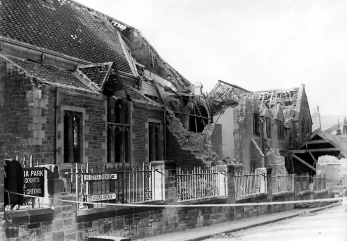 Framed Print : World War Two - Second World War - The ruins after a German air raid on a North East of