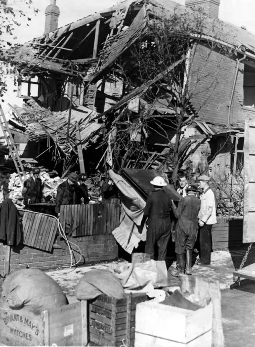 Framed Print : World War Two - Second World War - The ruins after a German air raid on a North East of