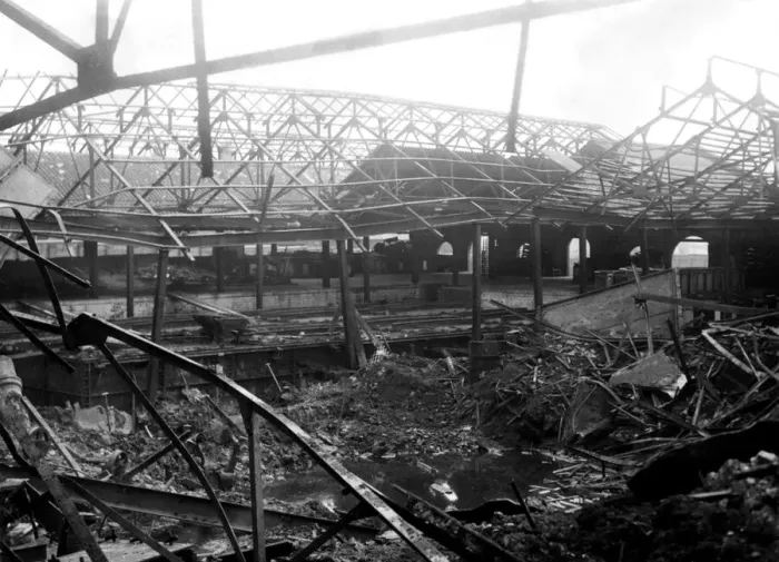 Framed Print : World War Two - Second World War - The ruins after a German air raid on a North East of