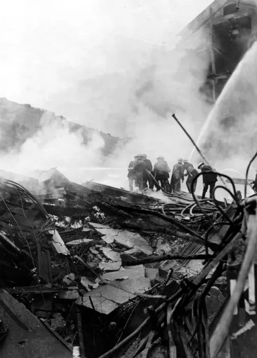 Framed Print : World War Two - Second World War - The ruins after a German air raid on a North East of