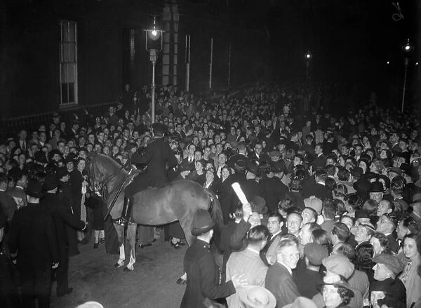 World War Two, Britain, 2nd September 1939, Mounted police try to keep a pathway clear as