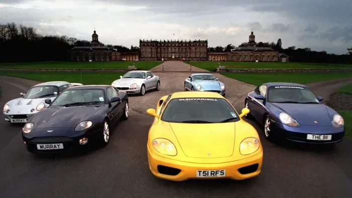 Framed Print : Some of the worlds most desireable sportscars lineup outside Hopetoun House in