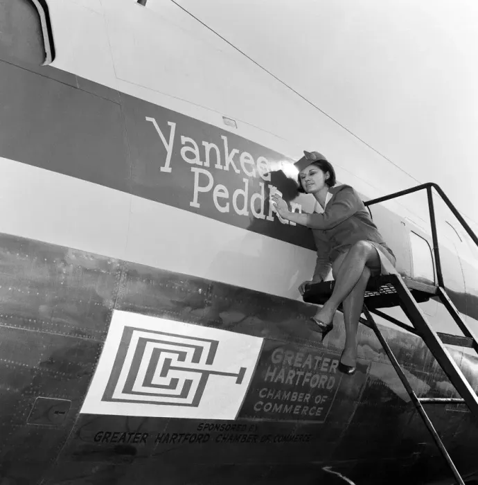Framed Print : The worlds first flying trade fair was on show at London Airport this week housed