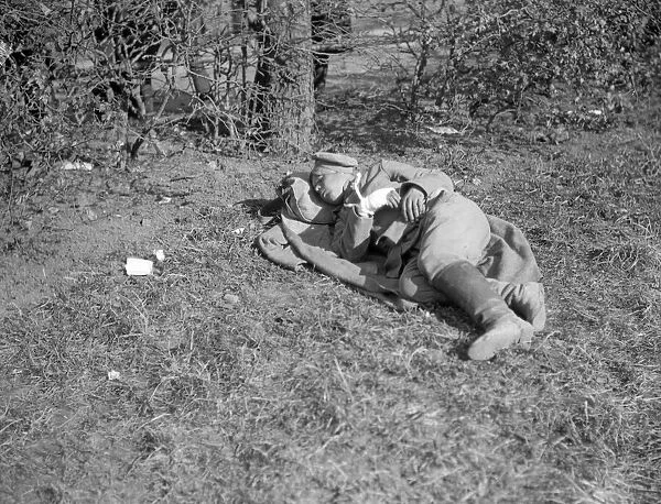 Wounded Russian soldier sleeping in the sun at Lemberg September 1914