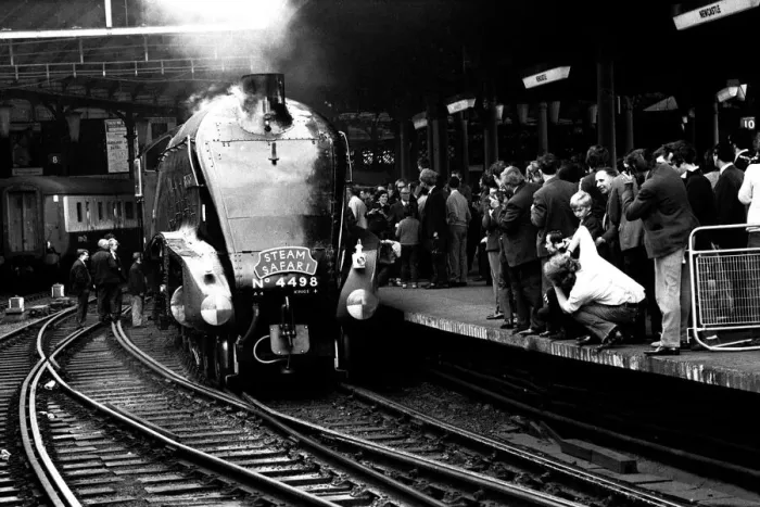 Framed Print : Wowing the platform crowd at Newcastle Central station is Gresley streamlined A4 pacific