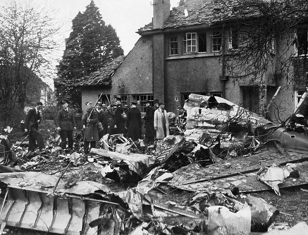 The wreckage of a Heinkel bomber which crashed on to 25 Victoria Road, Clacton