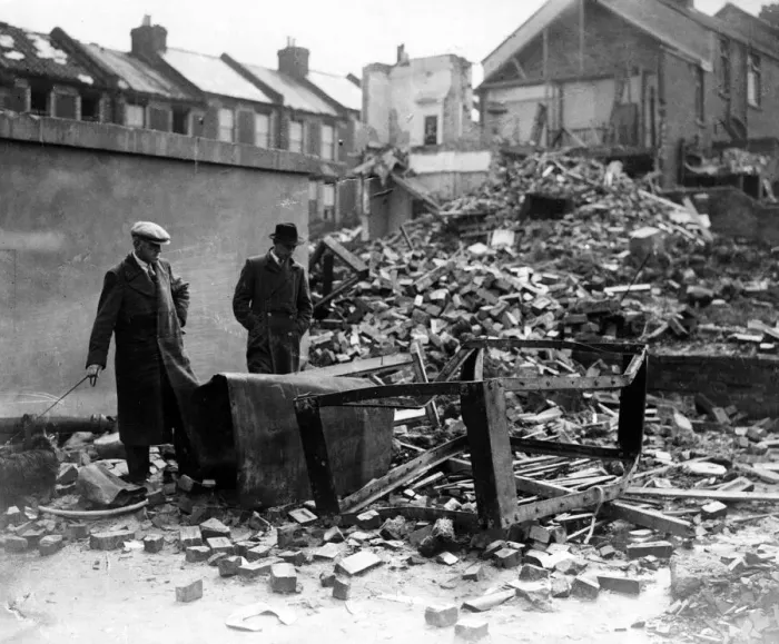 Framed Print : A wrecked shelter following a Nazi raid, Devonshire. May 1942 Framed Print : A wrecked shelter following a Nazi raid, Devonshire. May 1942