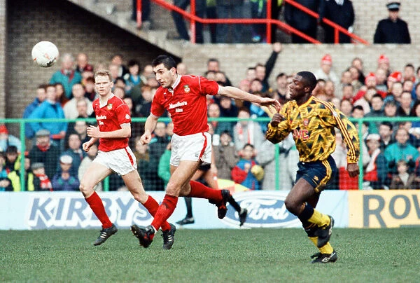 Wrexham v Arsenal, FA Cup match at the Racecourse Ground in Wrexham, 4th January 1992