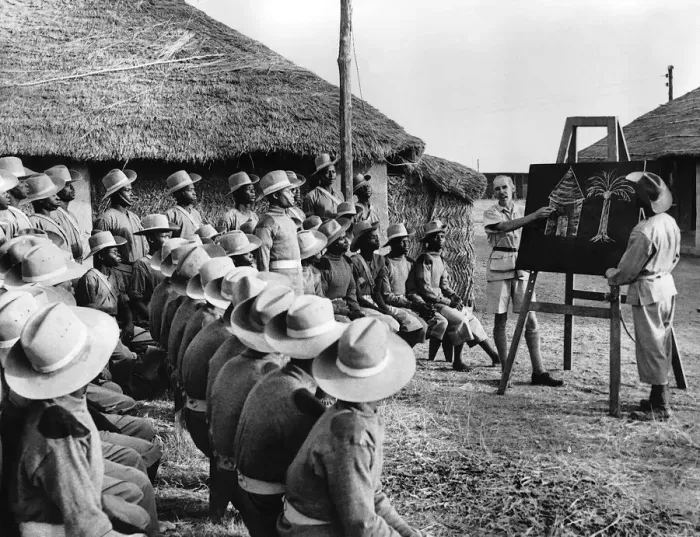 Framed Print : WW2 African recruits learning to speak English at the Engineer Training Centre Framed Print : WW2 African recruits learning to speak English at the Engineer Training Centre