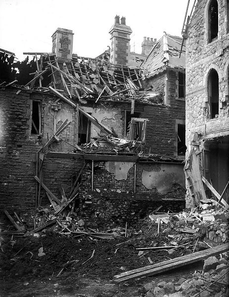 WW2 Air Raid Damage Bomb damage at Cardiff Circa 1941