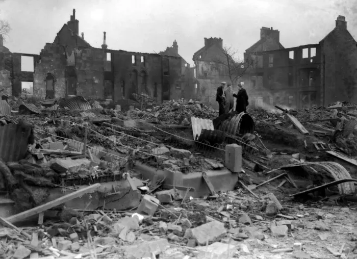 Framed Print : WW2 Air Raid Damage Bomb damage at Glasgow Clydeside 14th March 1941 Framed Print : WW2 Air Raid Damage Bomb damage at Glasgow Clydeside 14th March 1941