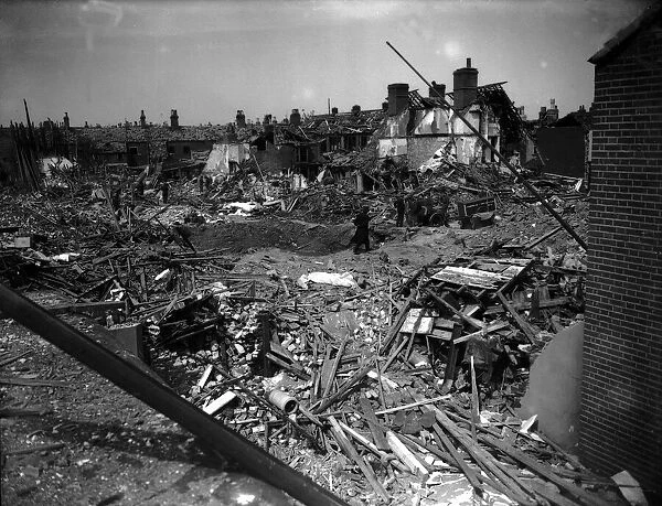 WW2 Air Raid Damage Bomb damage at Norwich Circa April 1942
