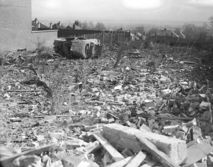 Framed Print : WW2 Air Raid Damage Chigwell Bomb damage at Chigwell - rubble Framed Print : WW2 Air Raid Damage Chigwell Bomb damage at Chigwell - rubble