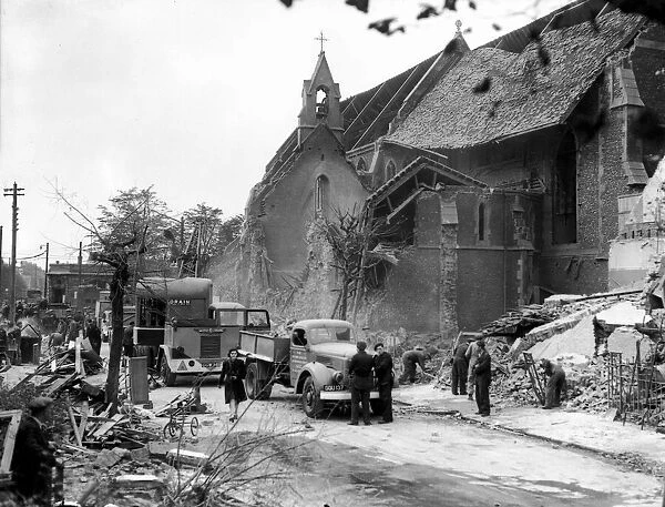 WW2 Air Raid Damage Kent Air raid damage at Kent in Ashford - a house is near