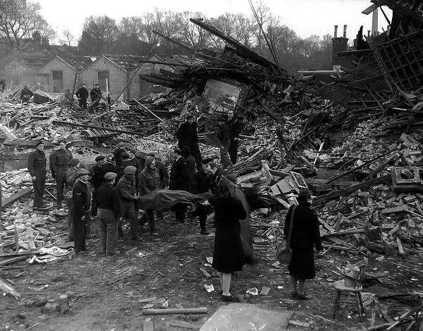 WW2 Air Raid Damage Rocket Raid at West Ham. Circa September 1944