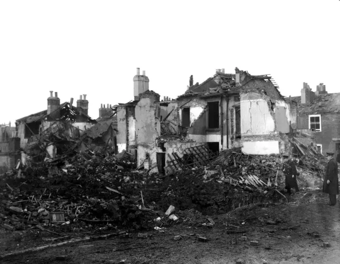 Framed Print : WW2 Air Raid Damage Southampton Bomb damage at Southampton Framed Print : WW2 Air Raid Damage Southampton Bomb damage at Southampton