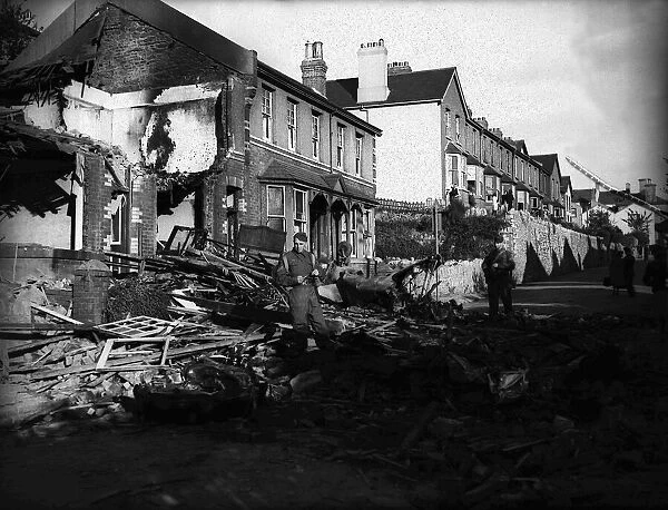 WW2 bomb damage in Great Yarmouth, Norfolk, East Anglia. June 1943