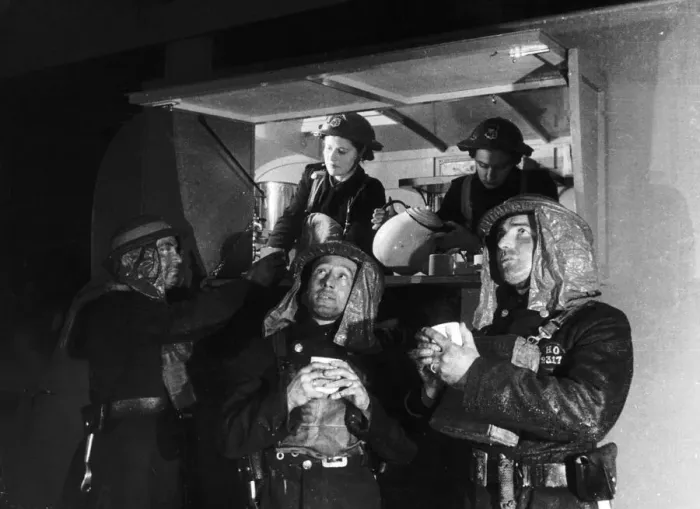 Framed Print : WW2 Firemans tea break during the blitz of WW2