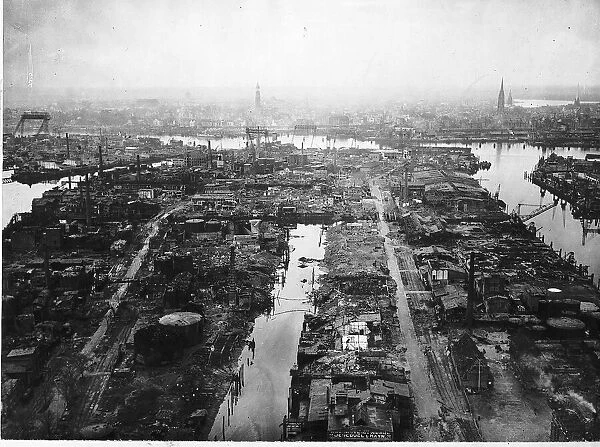 WW2 - May 1945 Aerial photographs of bombed-out Hamburg minutes after surrender
