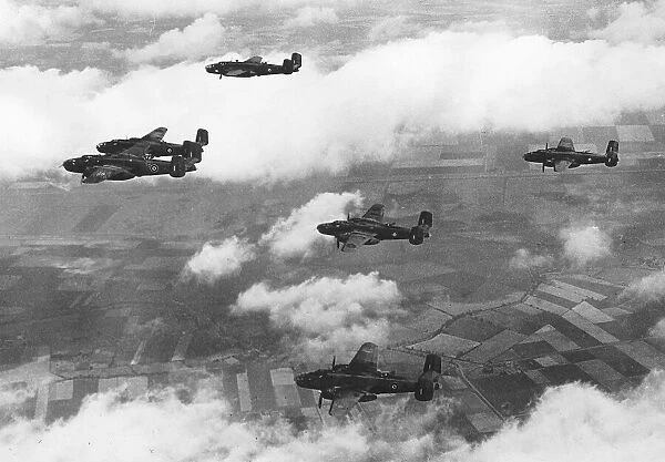 WW2 Mitchell B-25 Bombers in flight