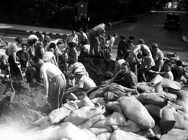 WW2 People filling sandbags