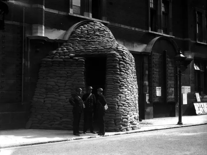 Framed Print : WW2 Police Station Air Raid Precautions September 1939 Three policemen wearing Framed Print : WW2 Police Station Air Raid Precautions September 1939 Three policemen wearing