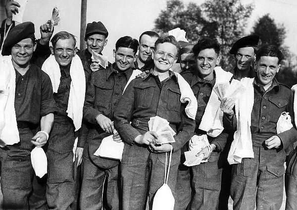 WW2 Prisoners War April 1945 A Group of ex-prisoners who have been flown back to