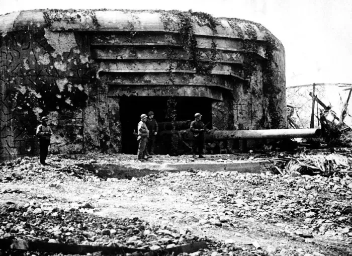 Framed Print : WW2 Reinforced concrete bunkers built by the Germans to protect heavy coastal guns are