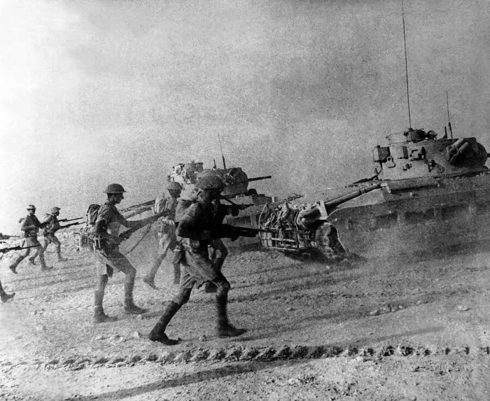 Framed Print : WW2 Scots Guards go into action at El Alamein Guards moving forward under cover Framed Print : WW2 Scots Guards go into action at El Alamein Guards moving forward under cover