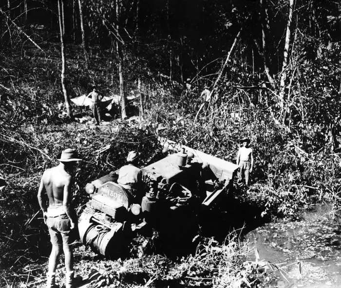 Framed Print : WW2 Sikh members of the Indian Engineers clear stream bed near Pinwe in Northern Burma Framed Print : WW2 Sikh members of the Indian Engineers clear stream bed near Pinwe in Northern Burma