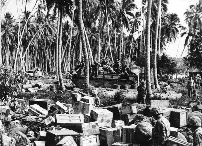 : WW2 Vehicle used by US Marines to carry ashore supplies after combined American forces : WW2 Vehicle used by US Marines to carry ashore supplies after combined American forces