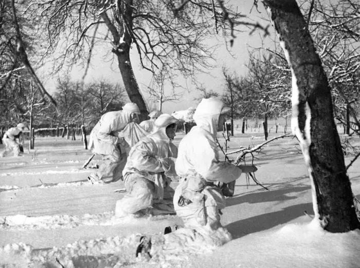 Framed Print : WW2 The White Patrol January 1945 British Recce Party in Germany very much on the alert Framed Print : WW2 The White Patrol January 1945 British Recce Party in Germany very much on the alert