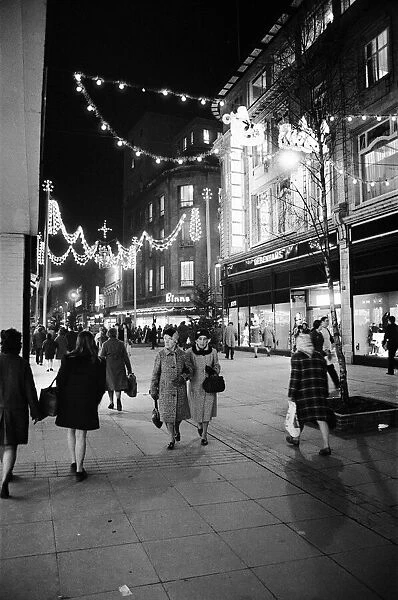 Xmas lights, Cleveland Centre. Middlesbrough, North Yorkshire, 1972