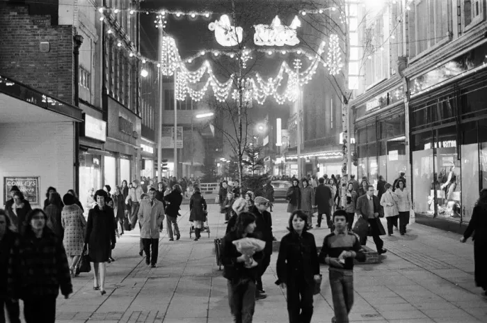 Framed Print : Xmas lights, Cleveland Centre. Middlesbrough, North Yorkshire, 1972 Framed Print : Xmas lights, Cleveland Centre. Middlesbrough, North Yorkshire, 1972