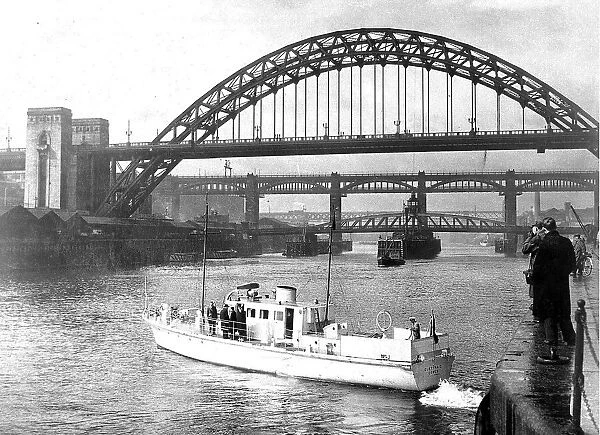 The yacht Elletra II on the River Tyne. c. 1955