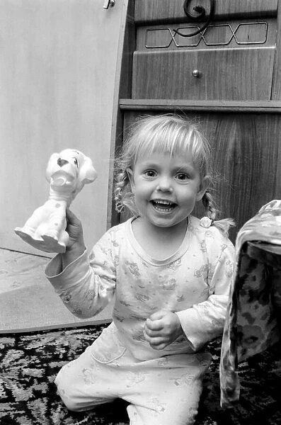 Three year old girl playing at home. November 1969 Z10847-003