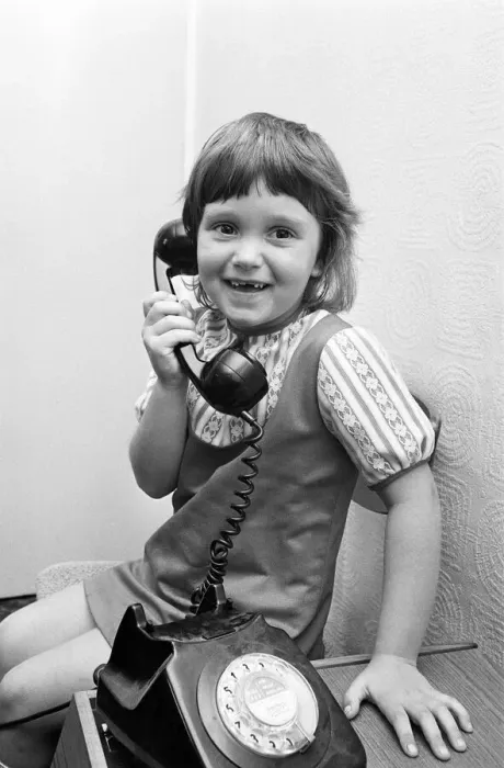 Framed Print : Six year old Jayne Myers receives her weekly phone call from Five year old boyfriend Framed Print : Six year old Jayne Myers receives her weekly phone call from Five year old boyfriend
