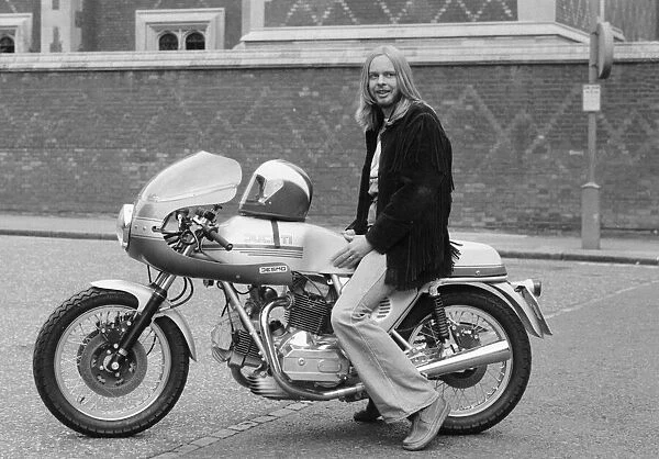 Yes keyboard player Rick Wakeman seen here riding a Ducati motorcycle
