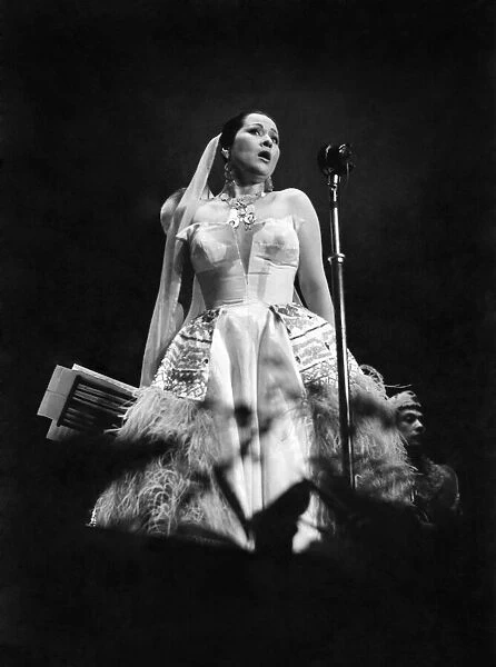 Yma Sumac singing to a capacity audience at the Kings Hall, Belle Vue, tonight