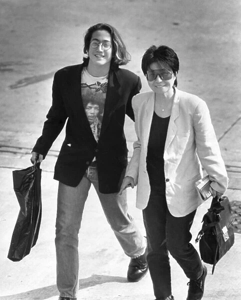 Yoko Ono and her son Sean Lennon arrive at Liverpool Airport