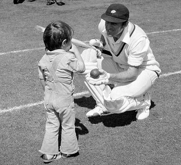 Yorkshire and England cricketer Geoffrey Boycott holding a bat