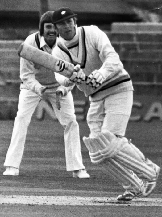 Framed Print : Yorkshire opening bat Geoff Boycott strokes the ball back to the bowler during his knock Framed Print : Yorkshire opening bat Geoff Boycott strokes the ball back to the bowler during his knock