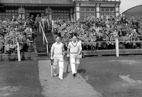 Yorkshire v. Worcester at Fartown, Huddersfield. Opening batsmen Len Hutton & Harry