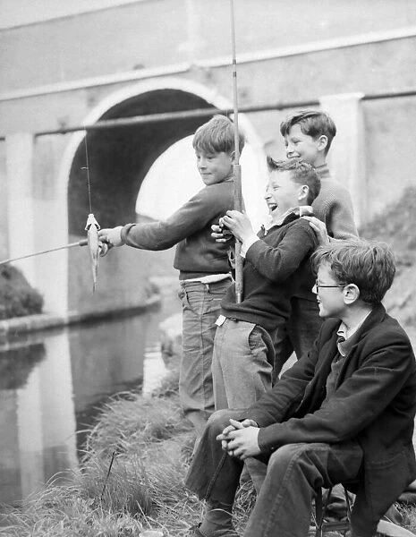 Four young anglers fish at the canal for perch. They are Peter Bethell