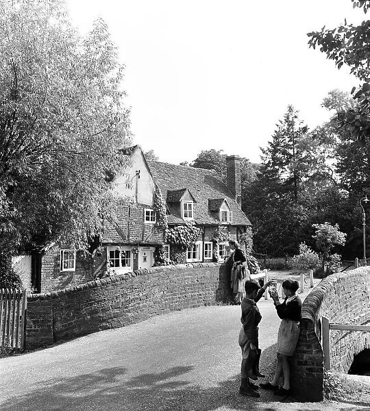 Two young boys in the village of Denham, Buckinghamshire