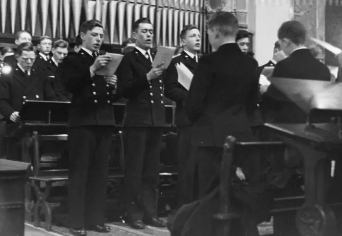 Framed Print : Young cadets from HMS Worcester formed the choir for the annual service of the Honourable Framed Print : Young cadets from HMS Worcester formed the choir for the annual service of the Honourable