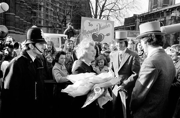Young Conservatives demonstrate in favour for Mrs Margaret Thatcher in the lead up to