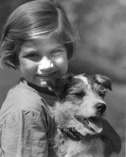 Young girl with pet dog Circa 1945 P044453