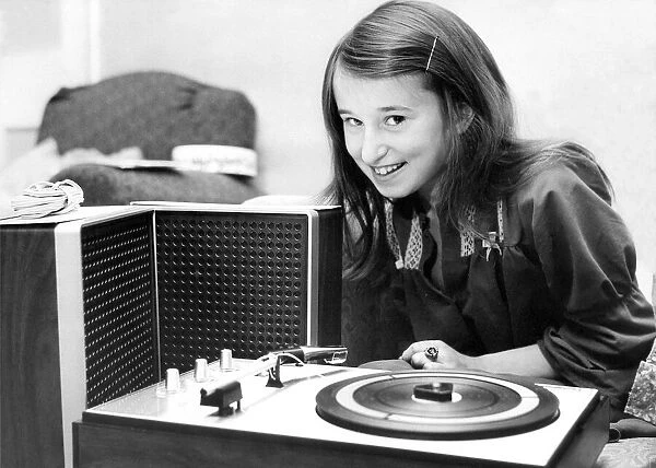 A young girl with a state of the art record player in October 1973 16  /  10  /  73